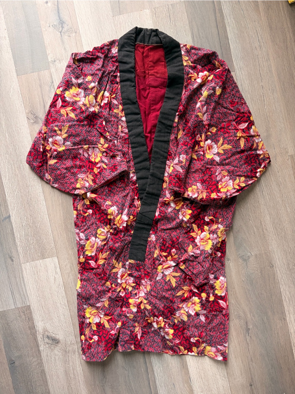 Red Floral Kimono Jacket Handmade Authentic Kimono